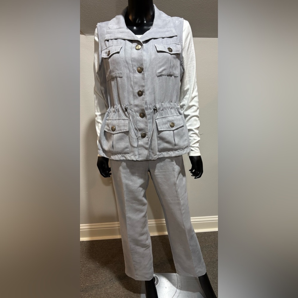 Drapers & Damons gray sleeveless vest & pants suit small 4 6